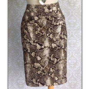 INC International Concept Snake Print Brown/tan Pencil Skirt. Size 4